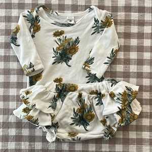 Kate Quinn 3-6 month onesie and double ruffle bloomer matching set
